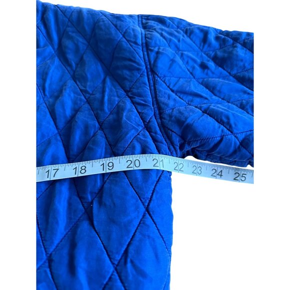 Sophisticates By Jonathan Martin Blue Quilted 100% Silk Bomber Jacket M Retro - Picture 9 of 9